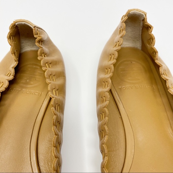 Tory Burch Romy Cap Toe Tan Ballet Flats Size 8 - Picture 6 of 8